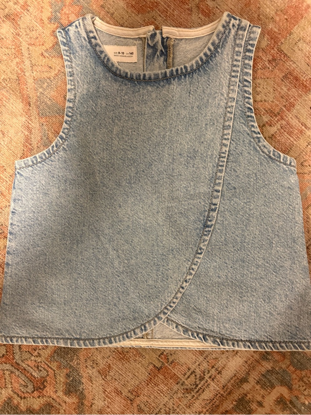 Zara Kids Girls Light Wash Denim Sleeveless Wrap Front Top Size 9-10Y
